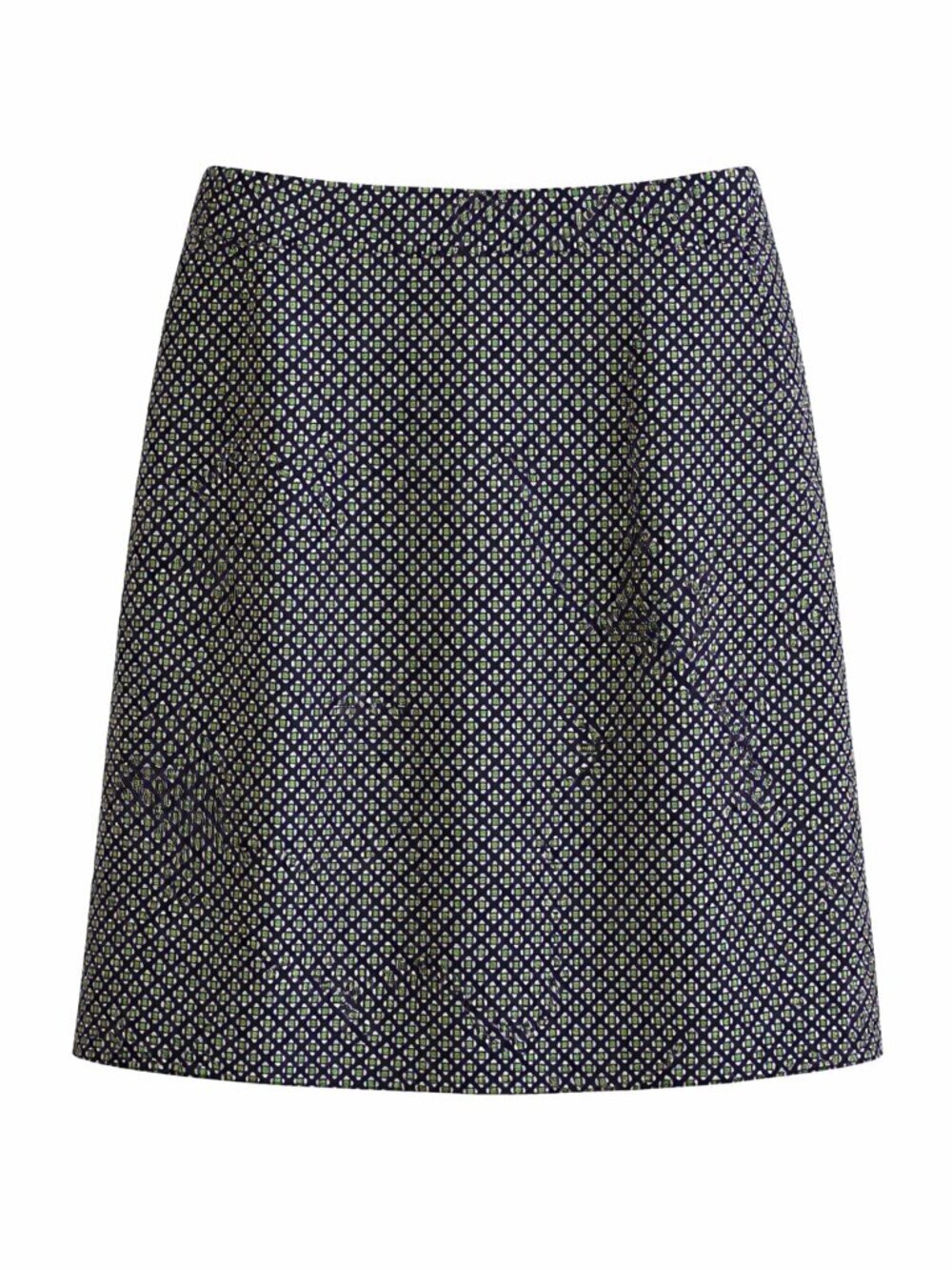 Ann Taylor Petite A-Line Skirt Size 8 Navy Green Geometric Print Mini Career